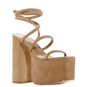 Cult Gaia Hyte Platform High Block Heel Sandals Camel Size 10